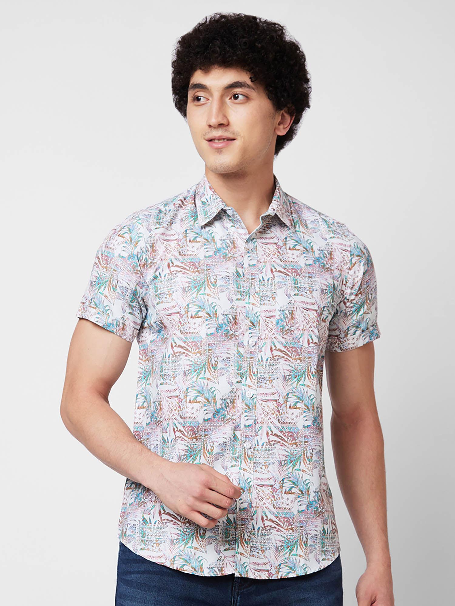 multicolor printed half sleeve shirt for men