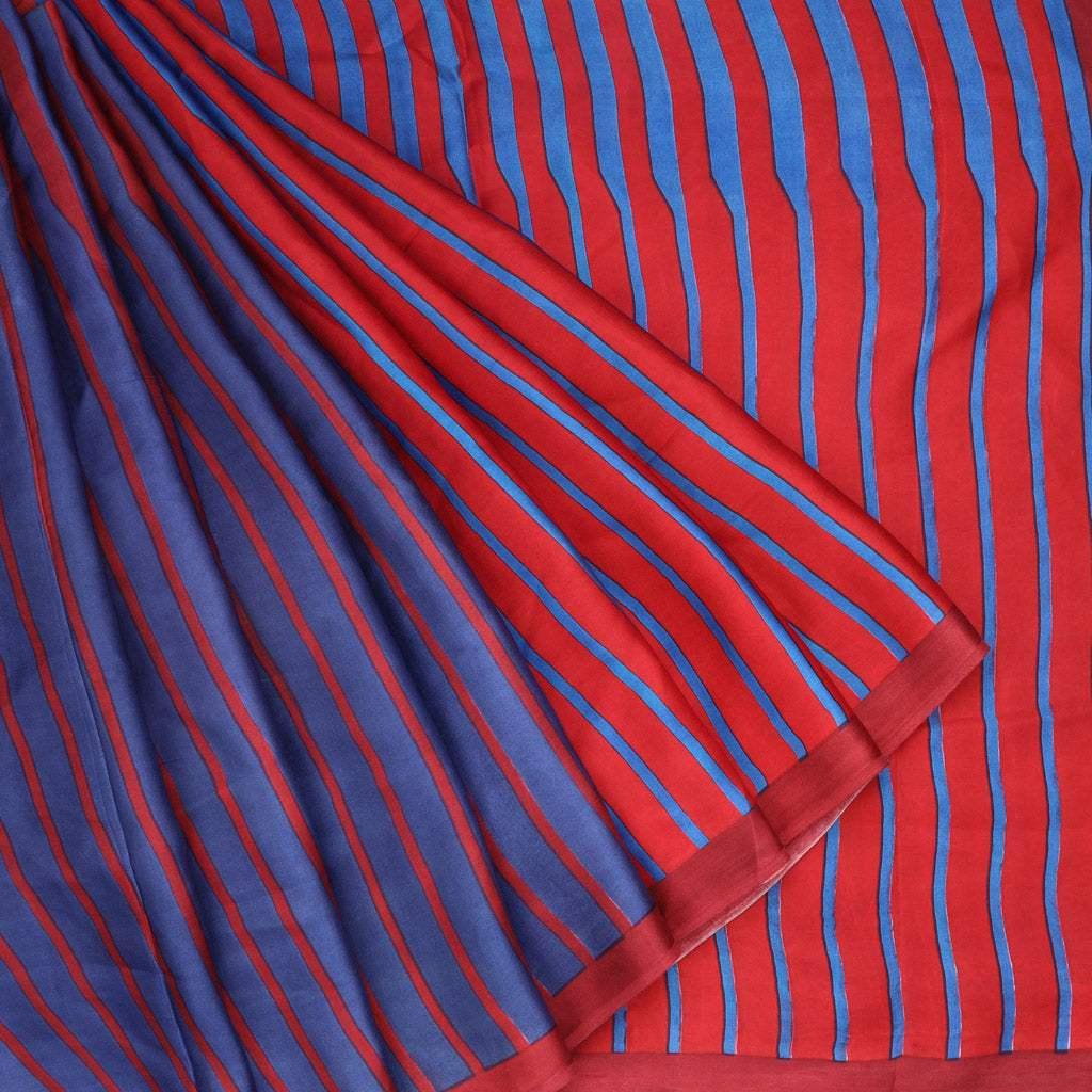 multicolor printed satin silk saree with stripes pattern