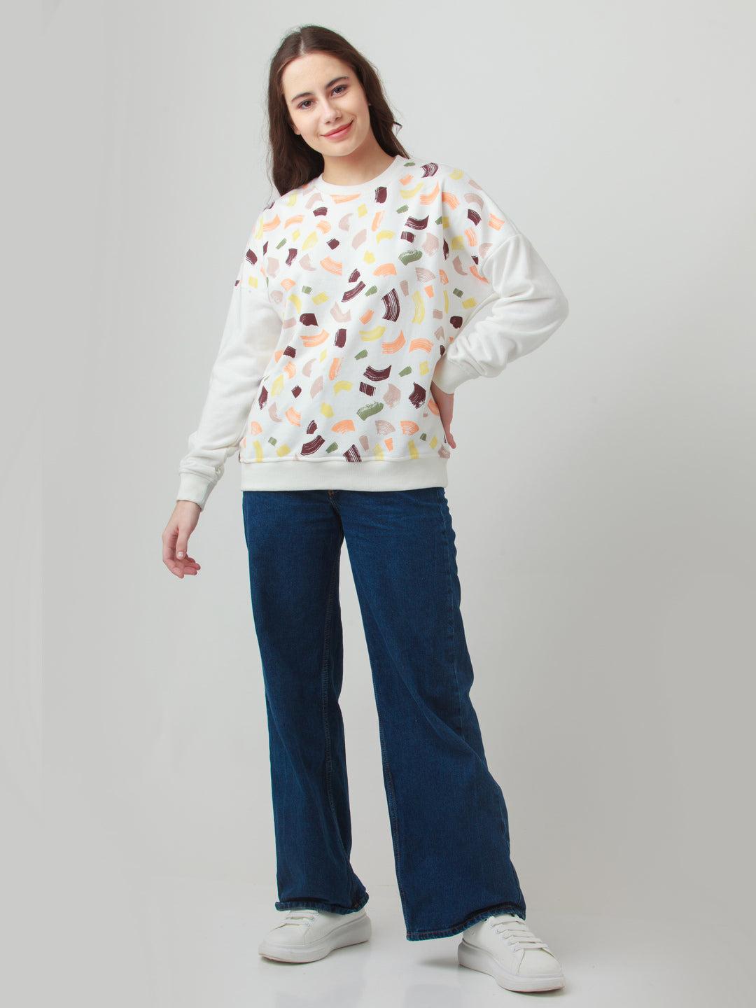 multicolor printed sweatshirt for women