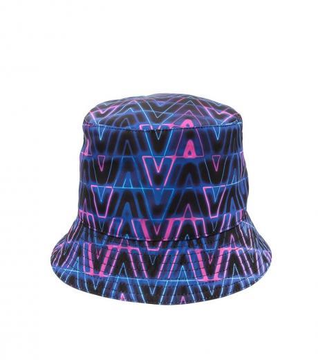 multicolor signature print bucket hat