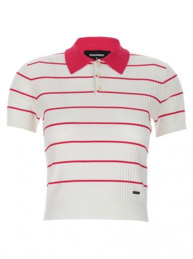 multicolor striped print polo