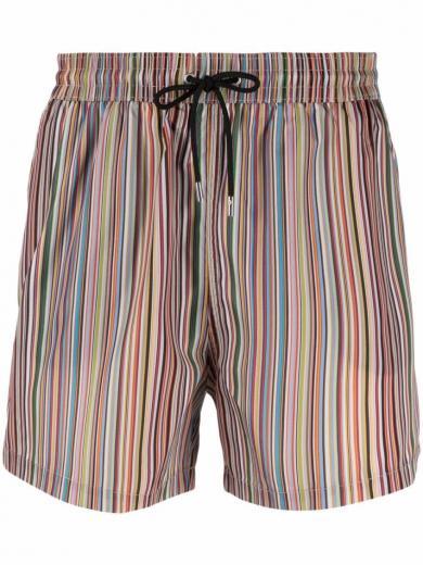 multicolor striped swim shorts