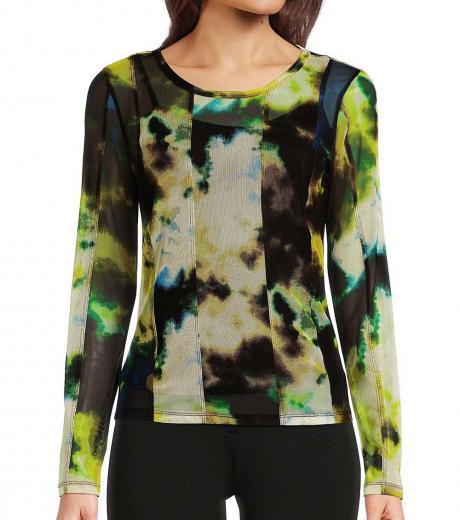 multicolor tie-dye mesh top