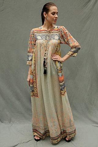 multicolored embroidered floral maxi dress