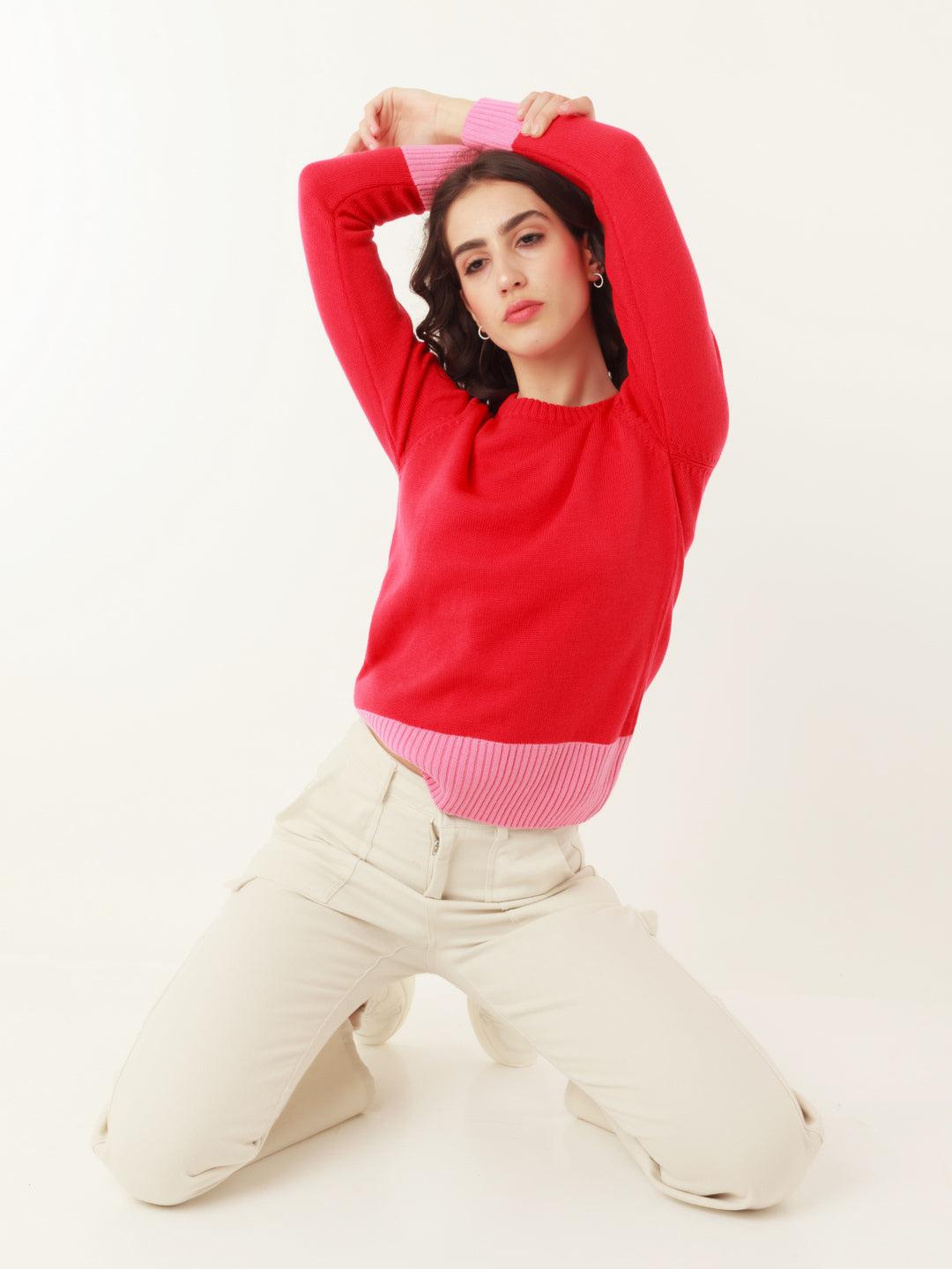 multicolored solid sweater for women