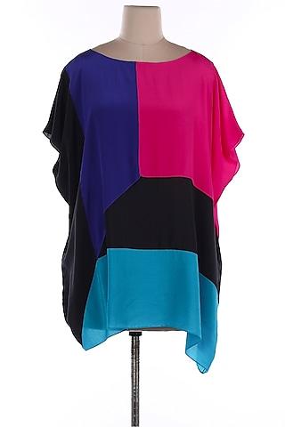 multicolored top with color blocking