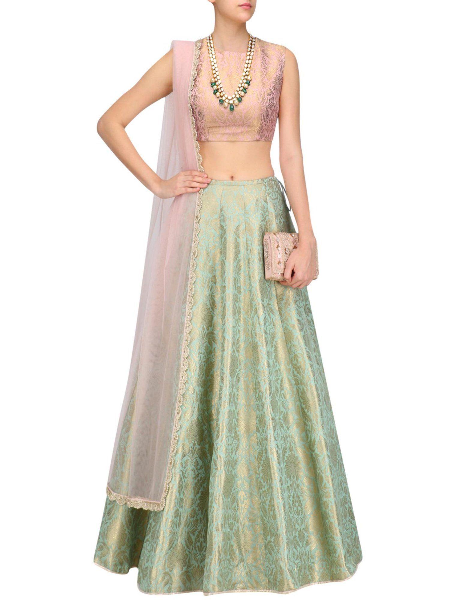 multicolour choli with lehenga and dupatta (set of 3)