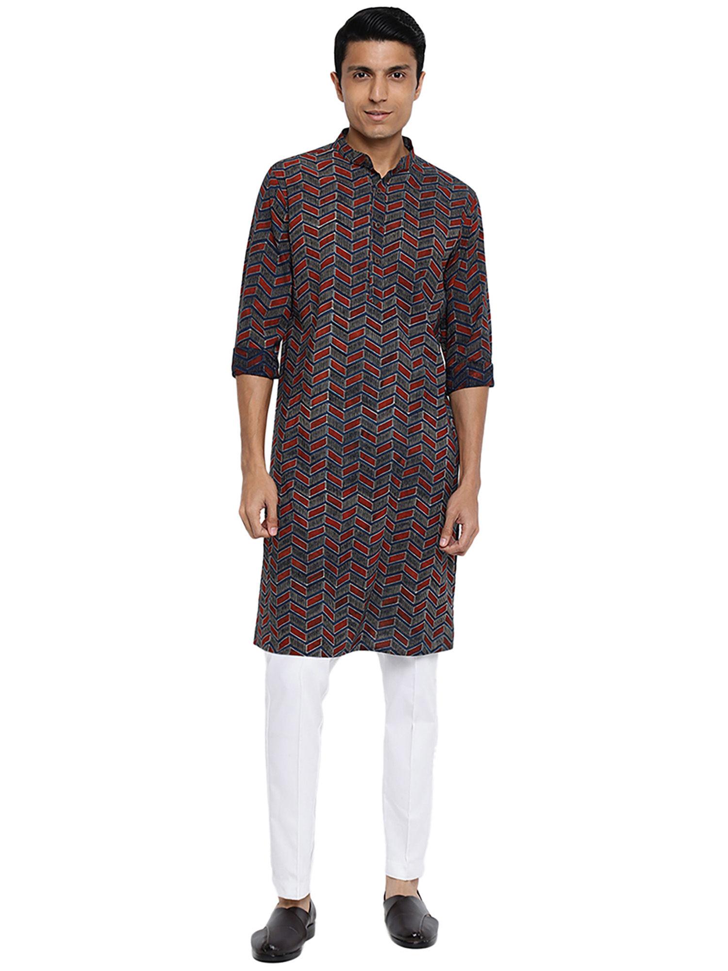 multicolour cotton printed long kurta