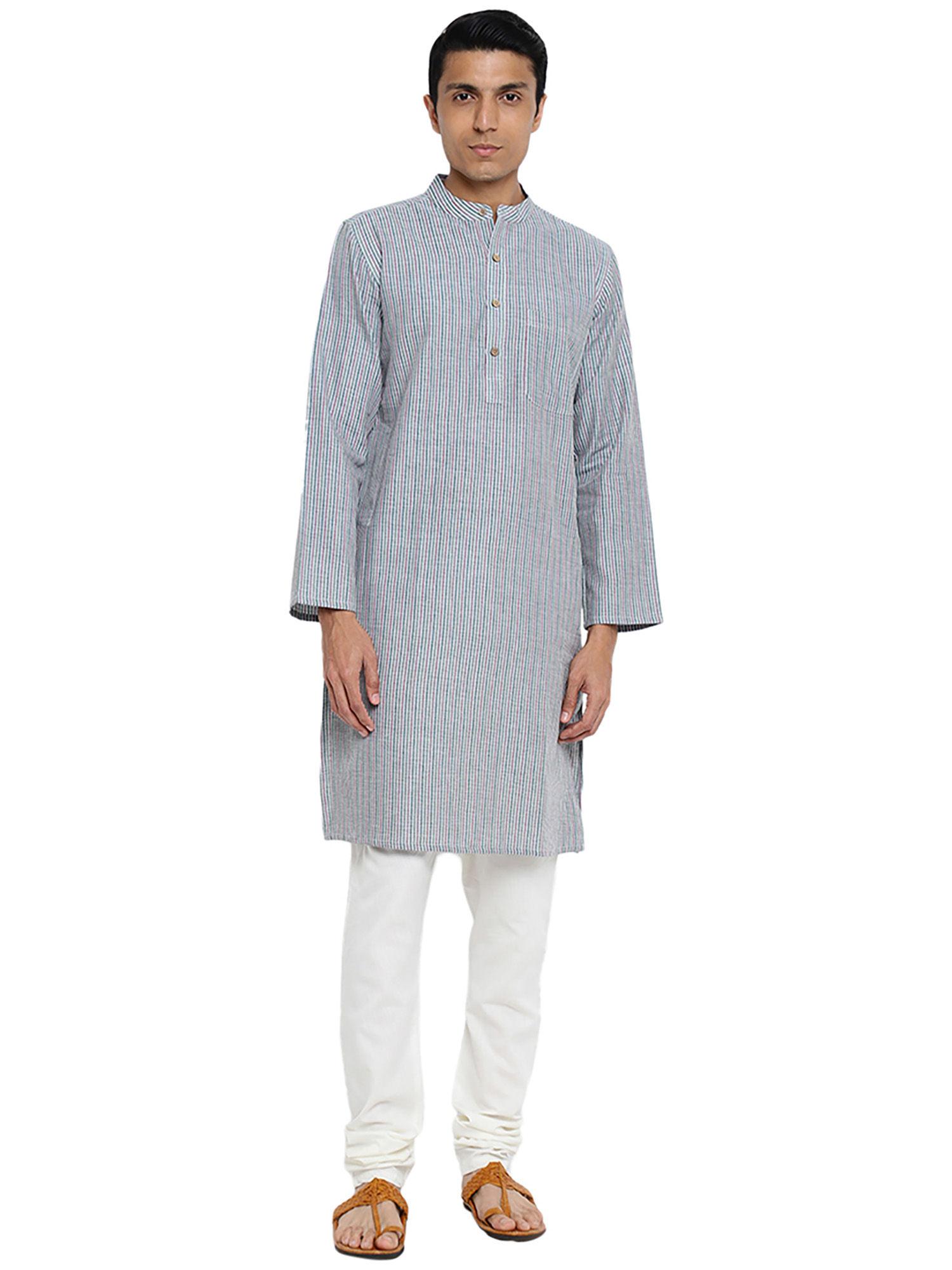 multicolour cotton striped long kurta