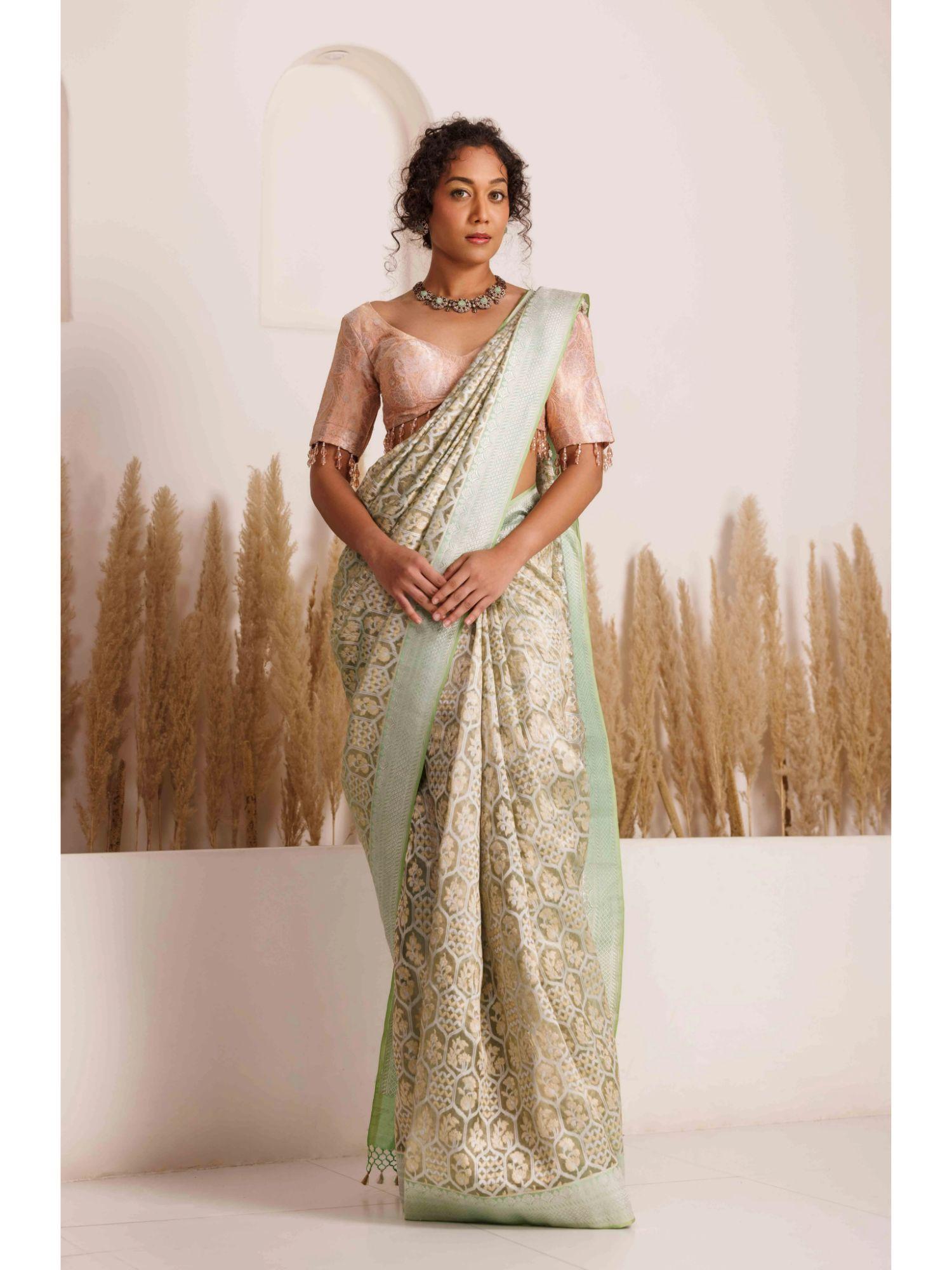 multicolour mishika saree with stitched blouse