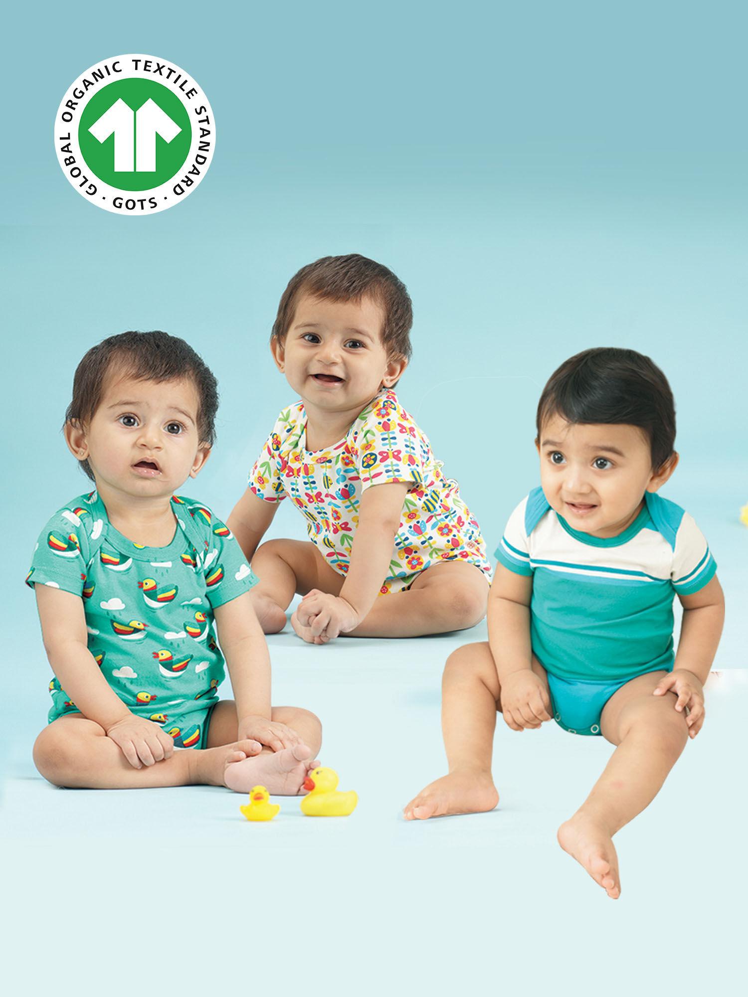 multicolour pack of 3 bodysuits for newborn boys & girls (set of 3)