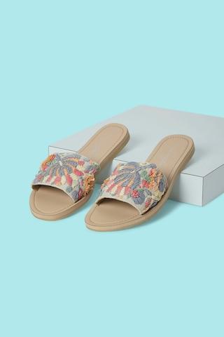 multicoloured flat sandals
