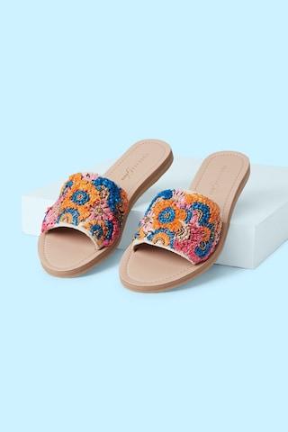 multicoloured flat sandals