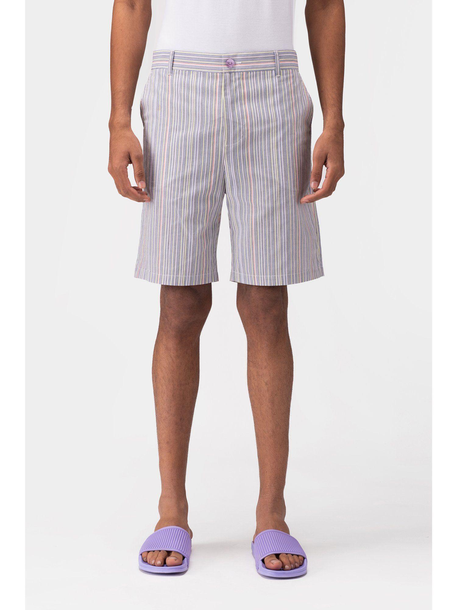 multicoloured mens striped shorts