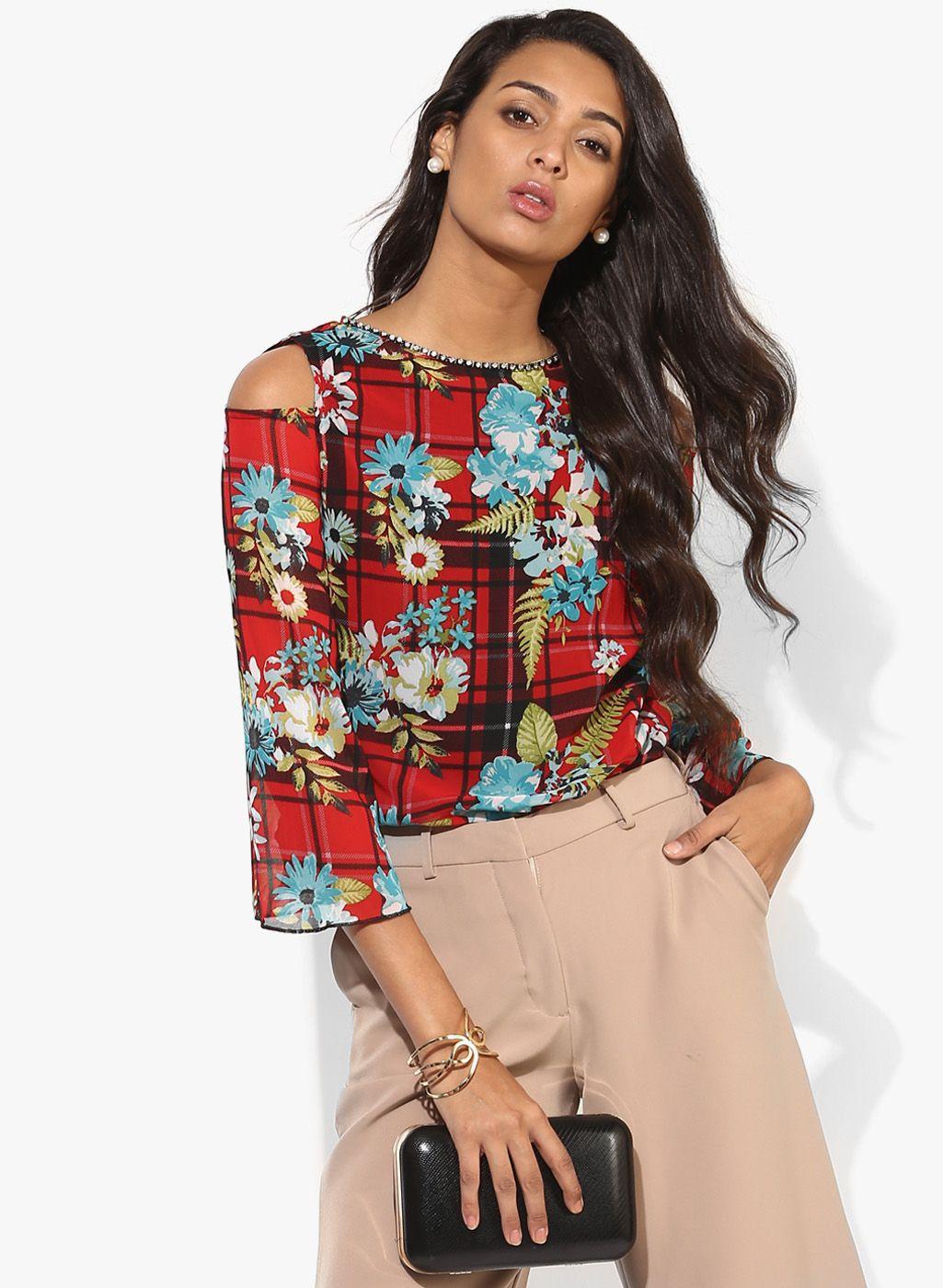 multicoloured printed blouse