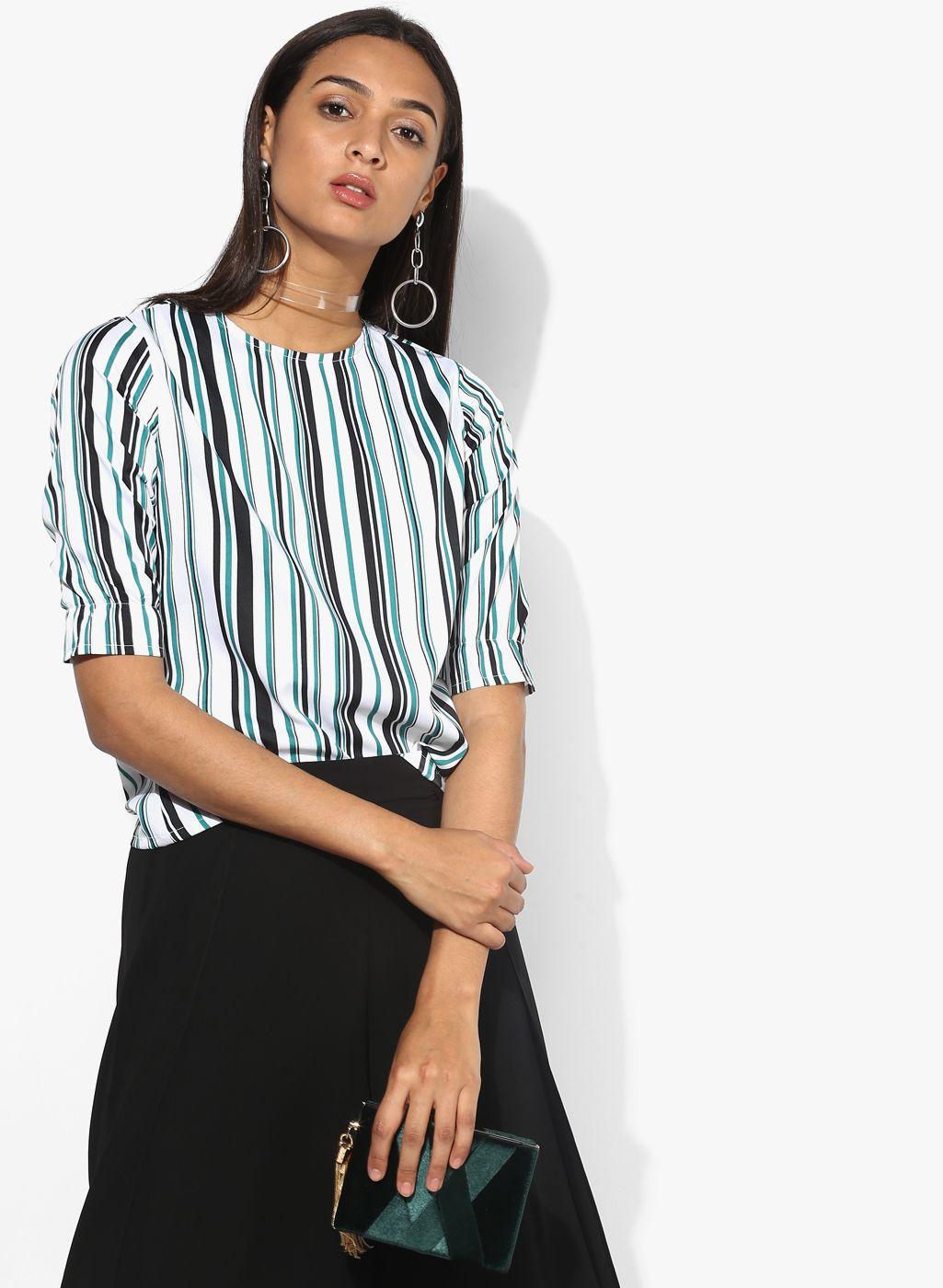 multicoloured striped blouse