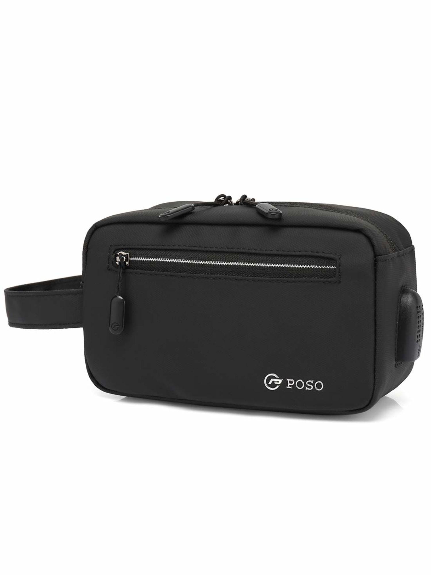 multipurpose travel pouch/wrist handbag with usb - black
