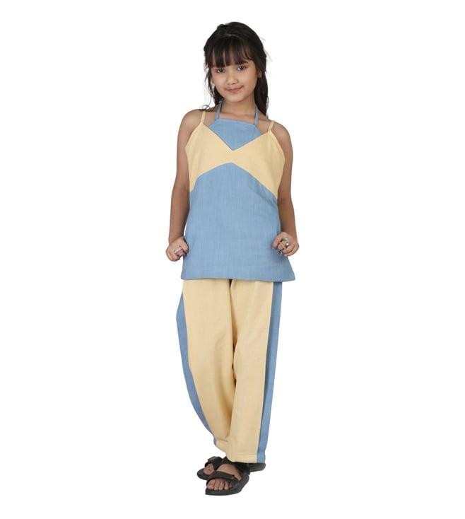 mulyo blue & yellow origawow kiri top with pants