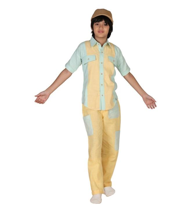 mulyo green & yellow origawow dodder shirt with pants