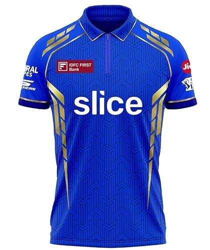 mumbai ipl jersey 2024 (half sleeve) (with your name & number, 34 (for 9-10 years)) blue