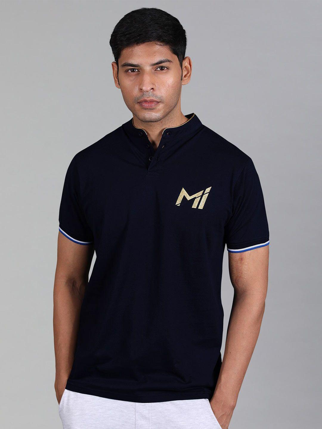 mumbai indians henley neck pure cotton t-shirt