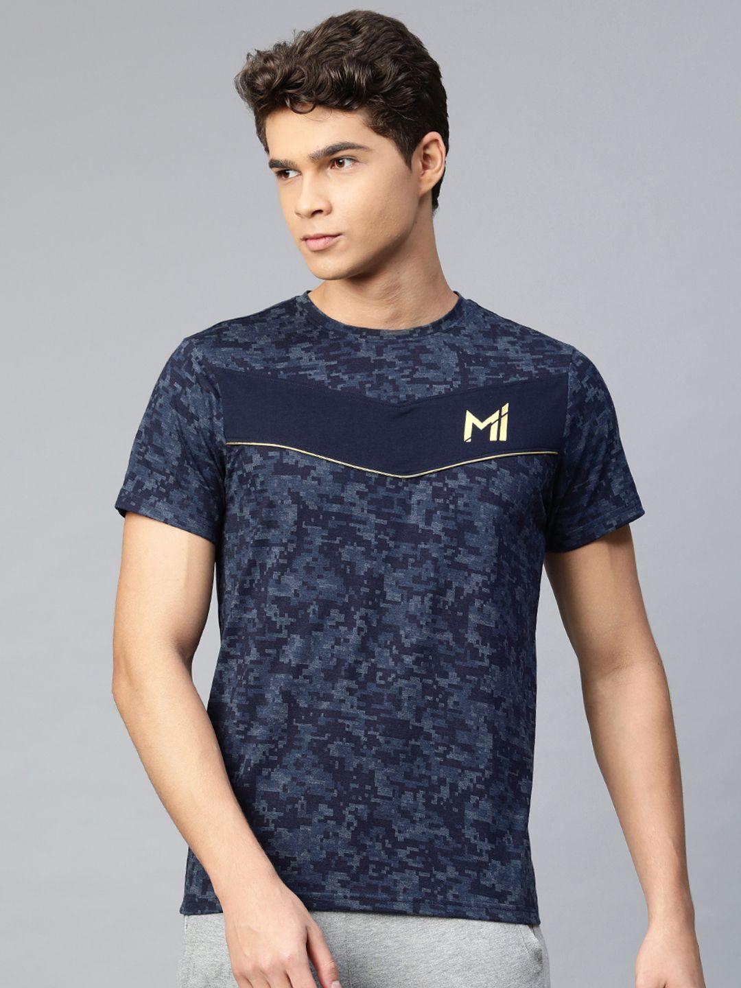 mumbai indians men navy blue combat printed t-shirt