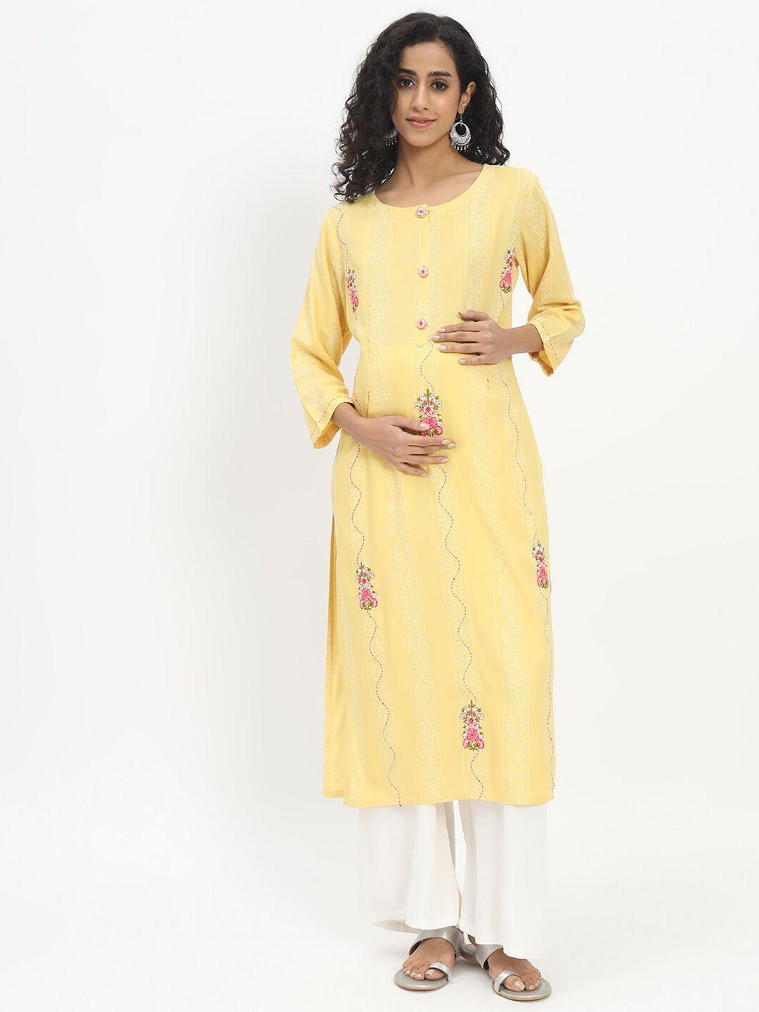 mumzhug embroidered straight maternity kurta