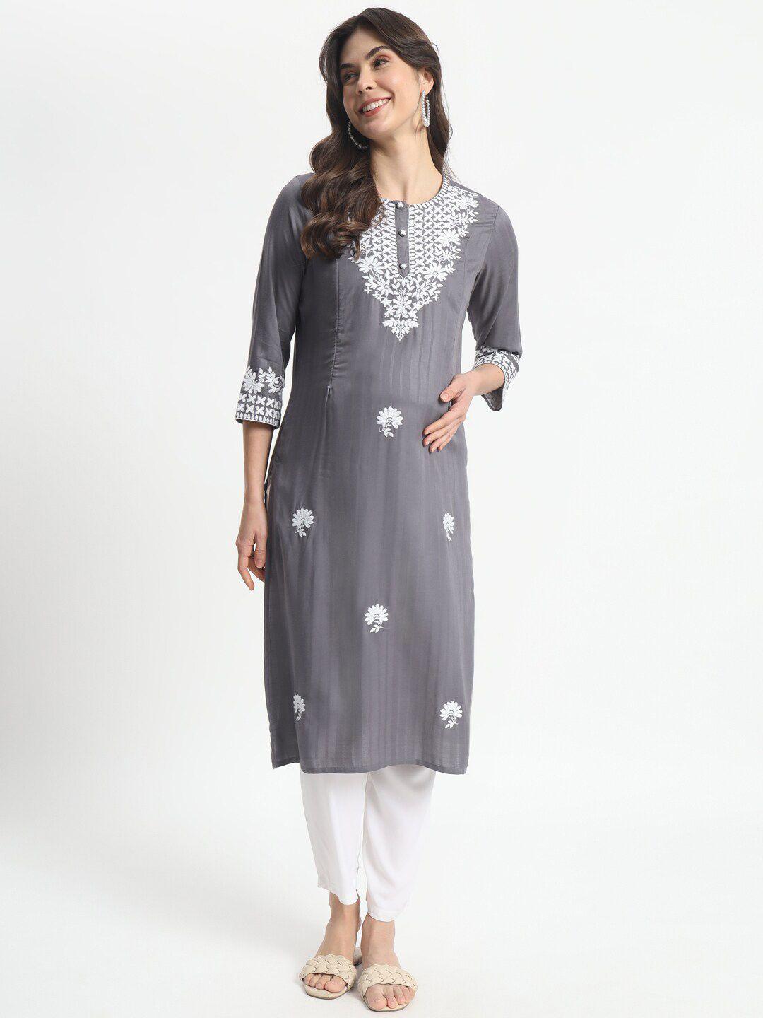 mumzhug floral embroidered thread work maternity kurta