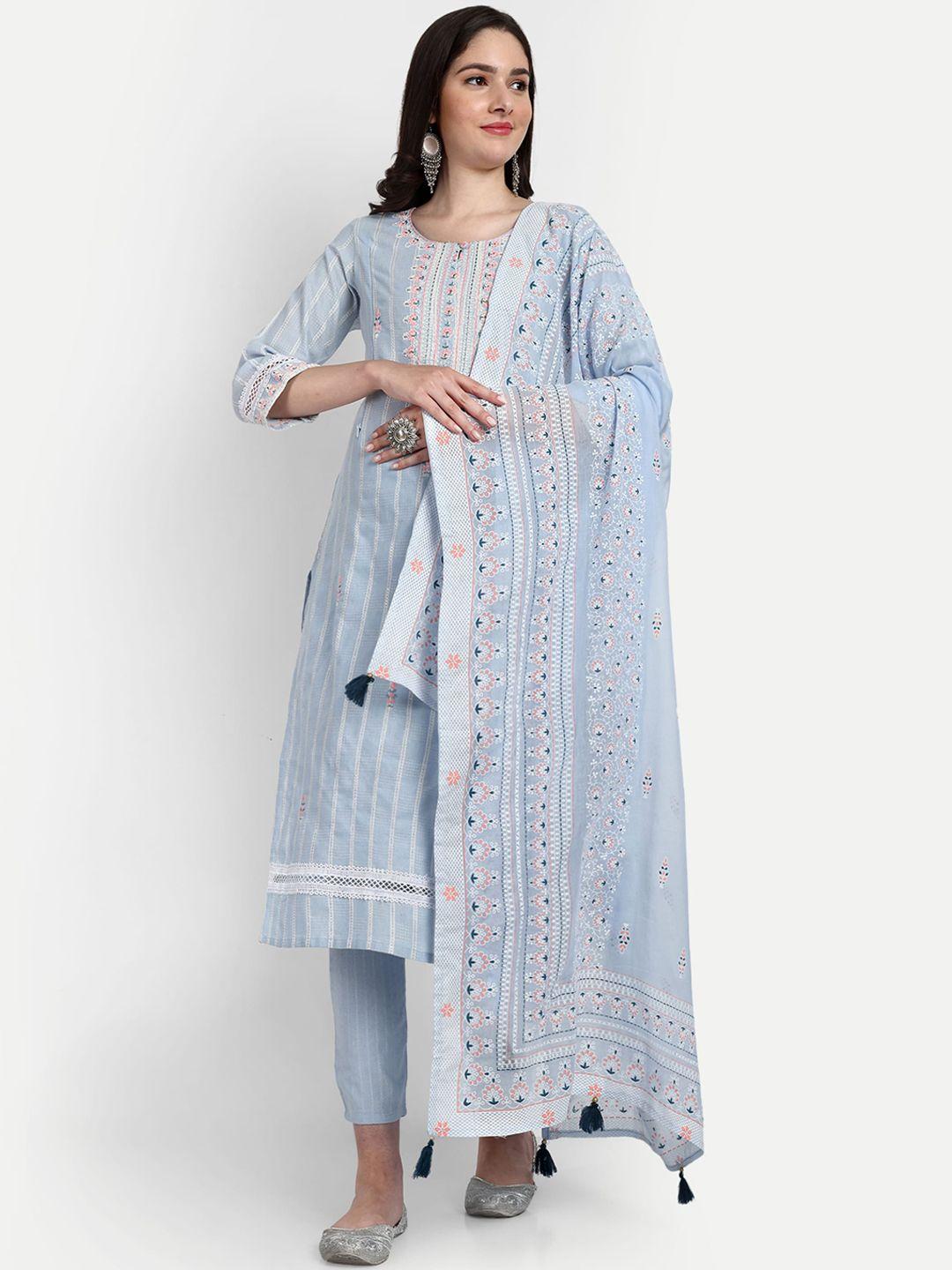 mumzhug floral embroidered thread work pure cotton maternity kurta & trousers with dupatta