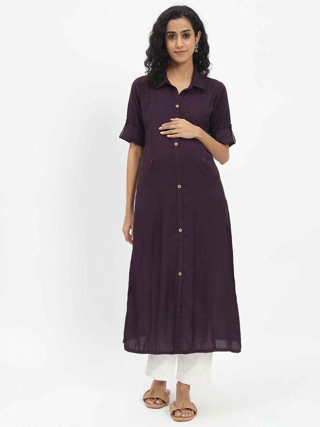 mumzhug shirt collar straight maternity kurta