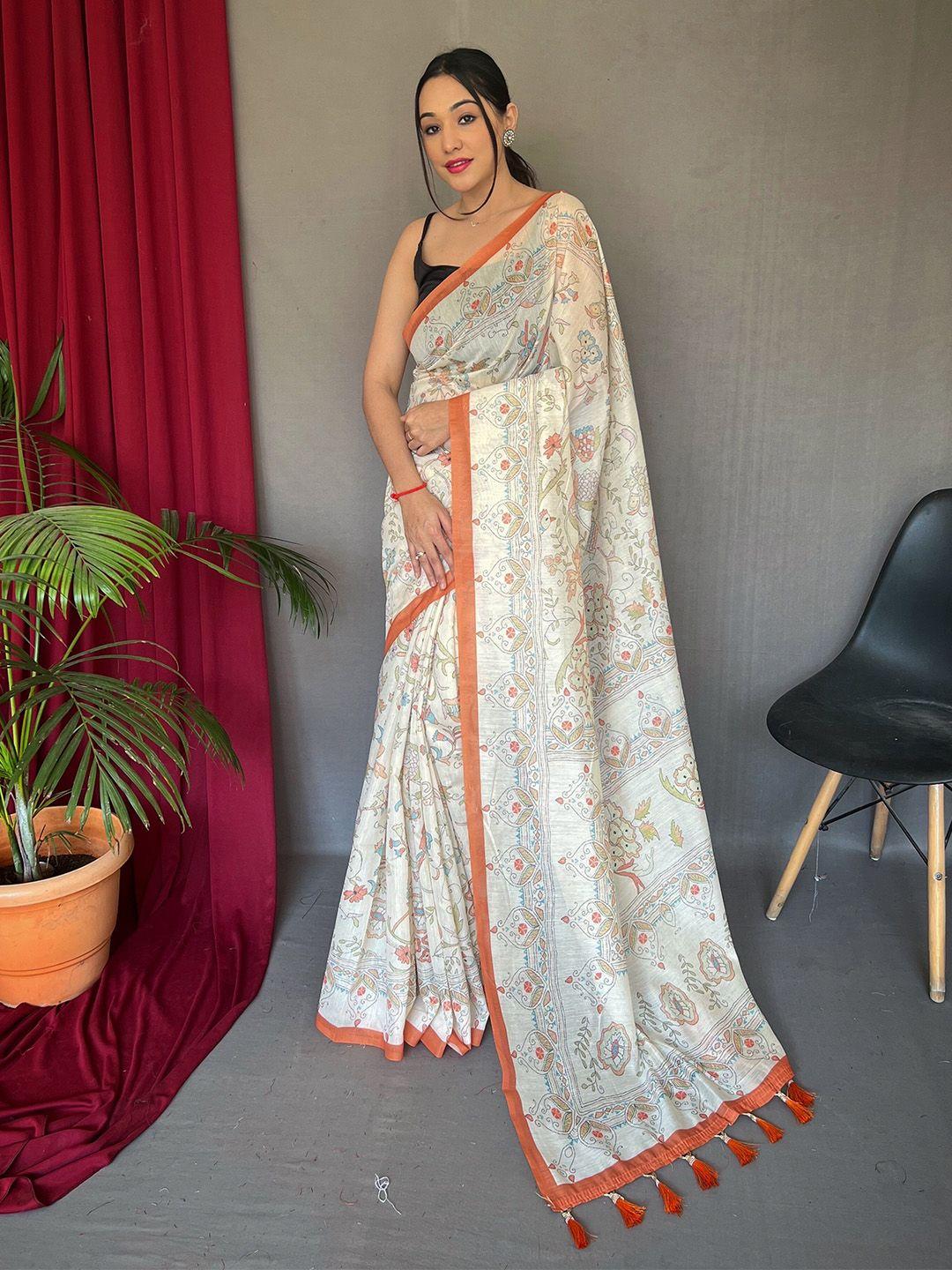 munir floral printed pure cotton saree