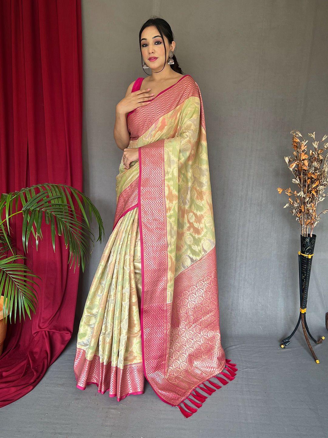 munir floral woven design zari tissue saree