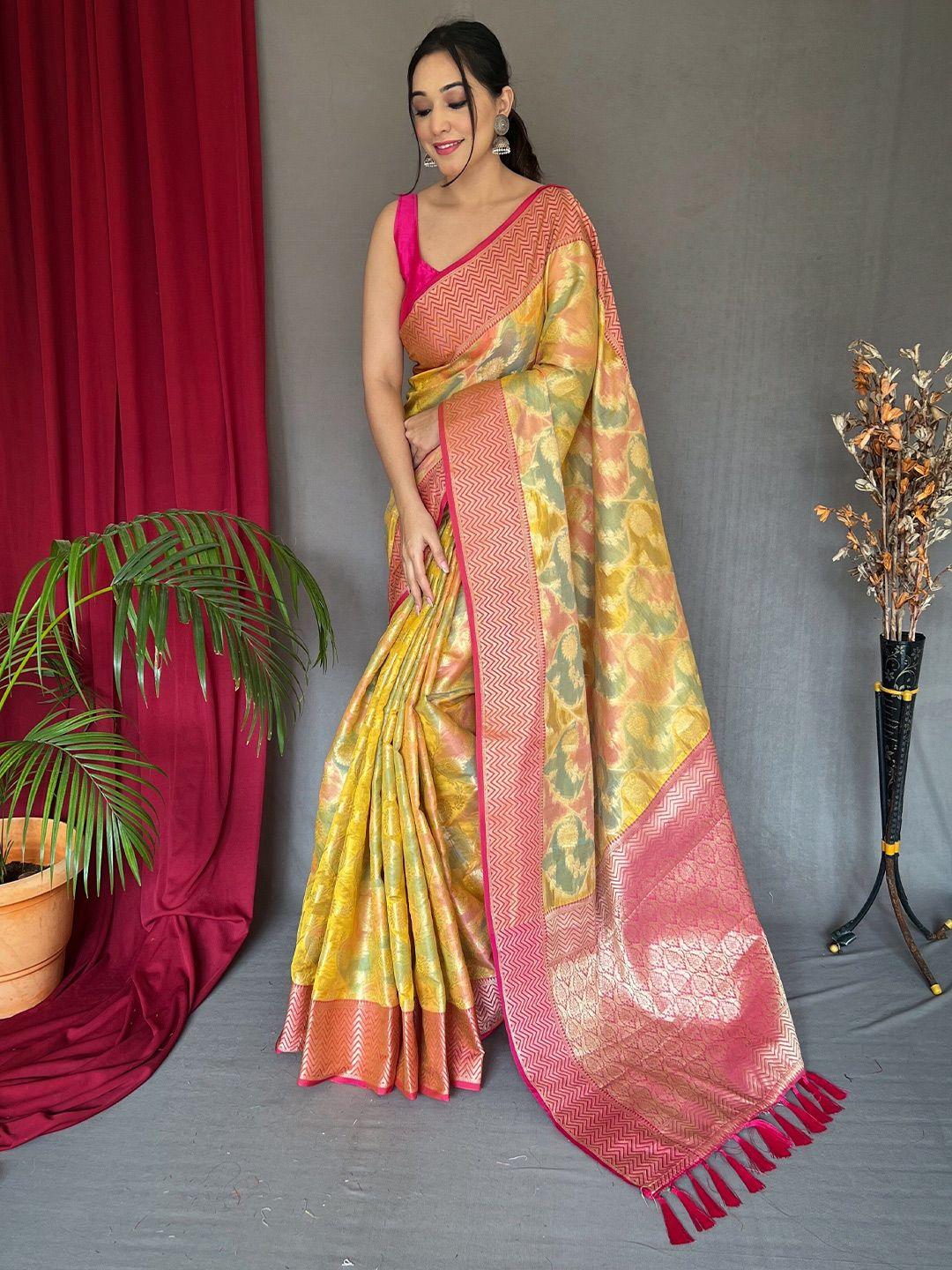 munir floral woven design zari tissue saree