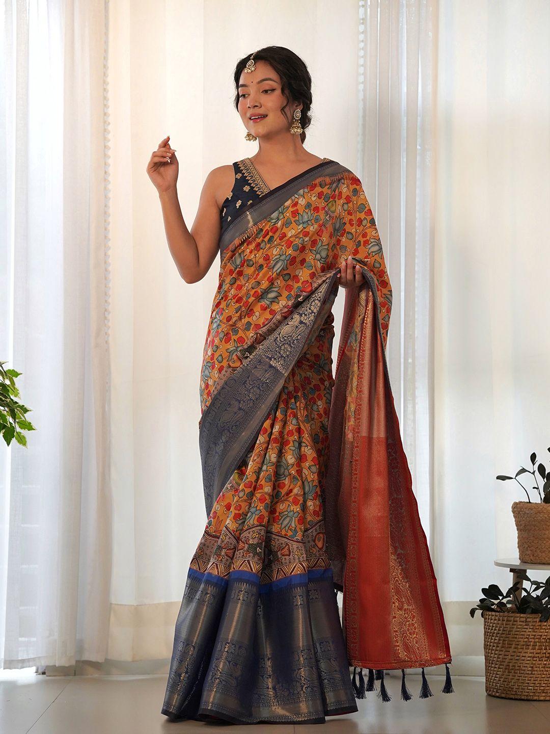 munir kalamkari silk blend saree