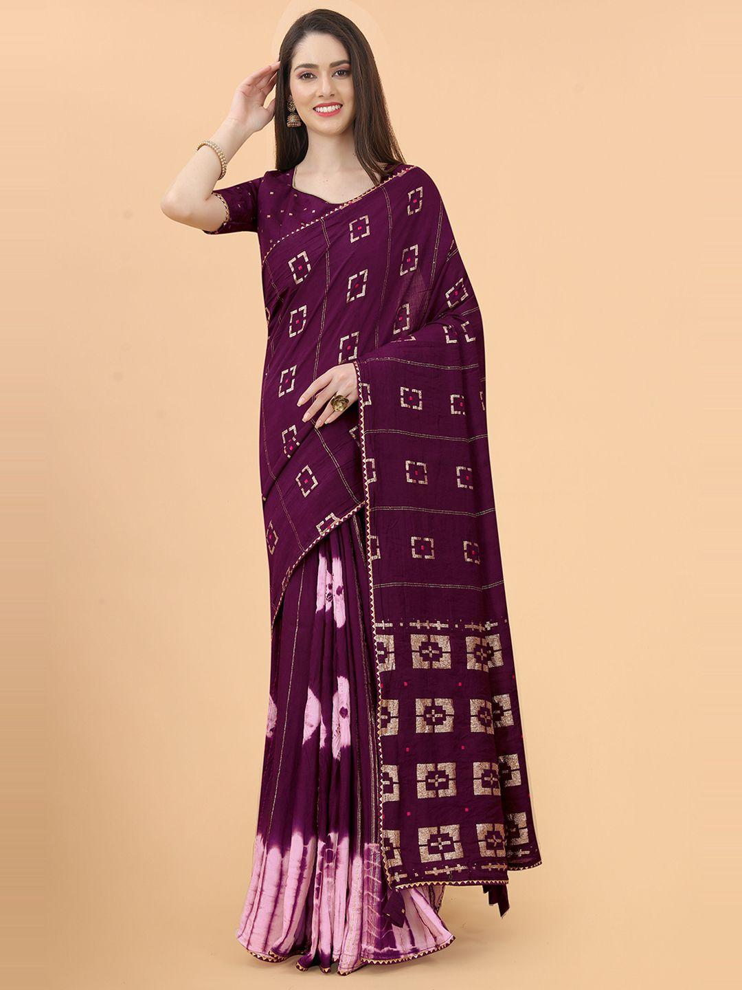 munir purple & pink pure georgette saree