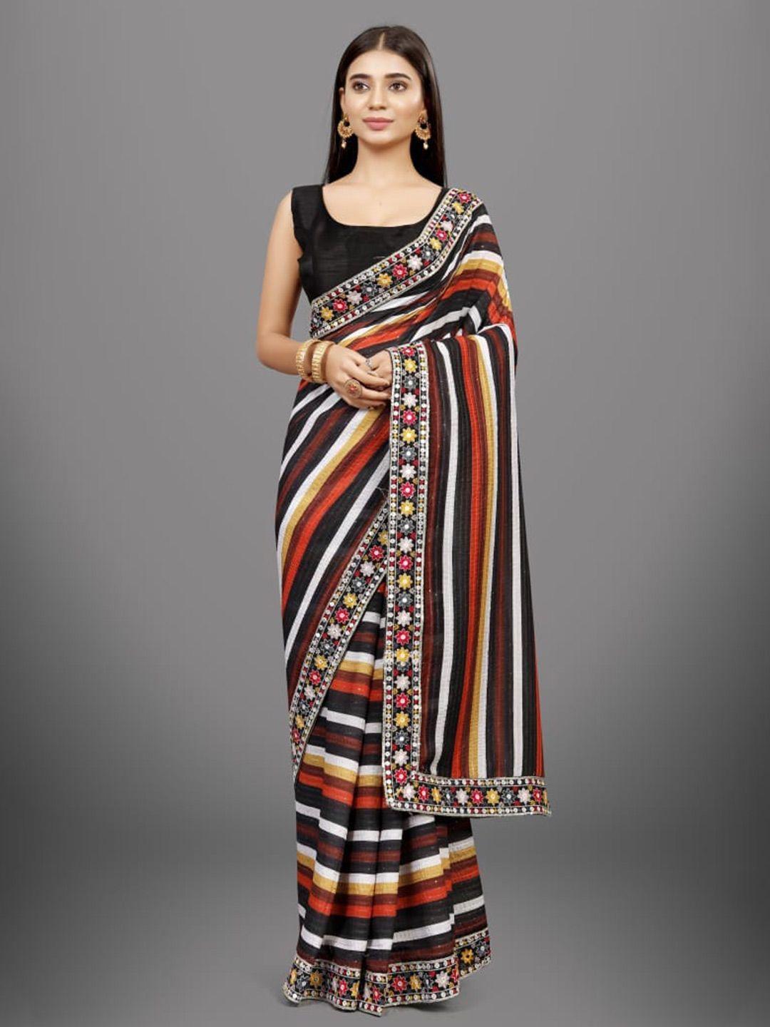 munir striped embroidered saree