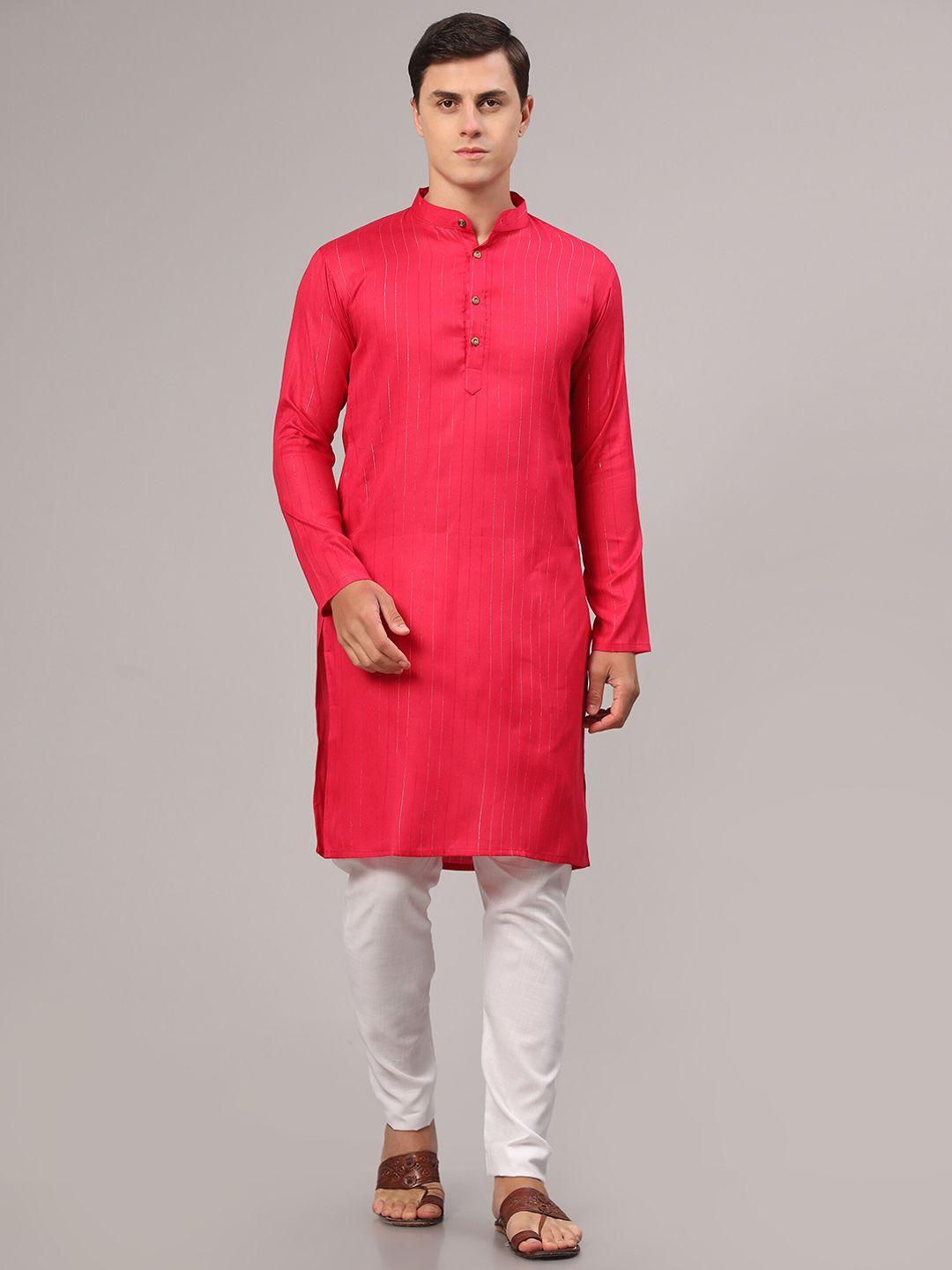 murta trends band collar striped kurta with pyjamas