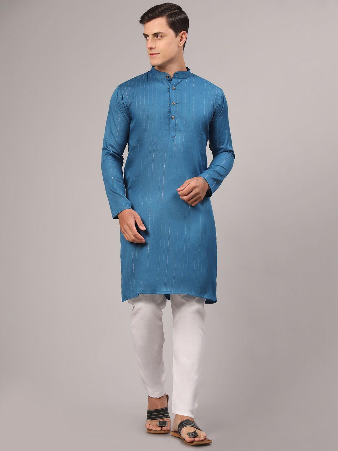 murta trends band collar striped kurta with pyjamas