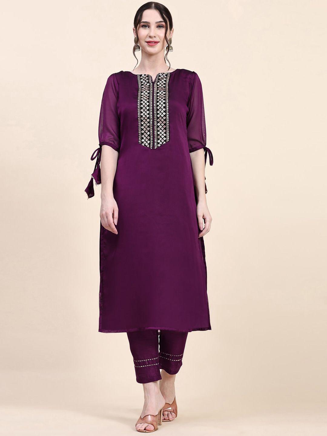 murta trends ethnic motifs yoke design sequinned detail straight kurta with trousers