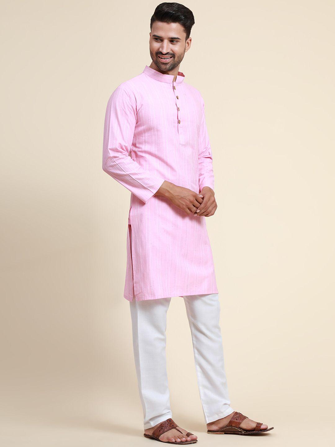 murta trends mandarin collar striped regular kurta with pyjamas