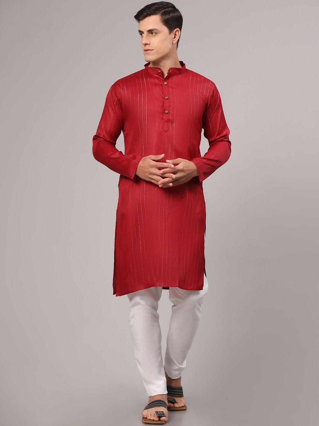 murta trends mandarin collar striped regular kurta with pyjamas