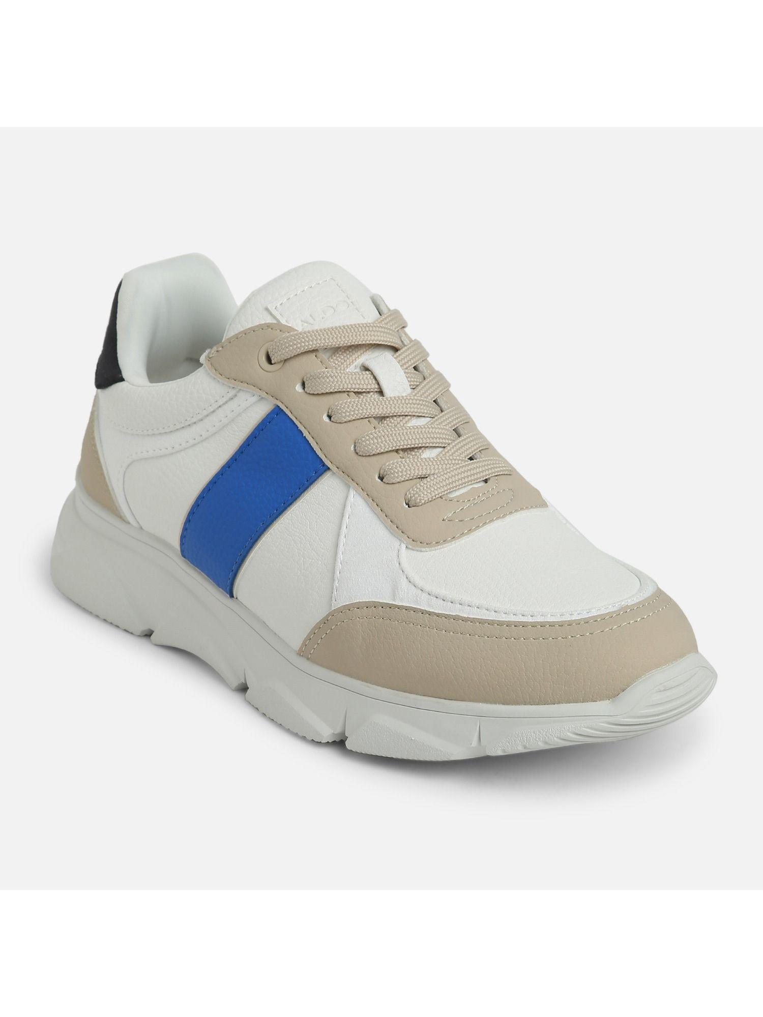 murvaise synthetic white-navy colorblock sneakers