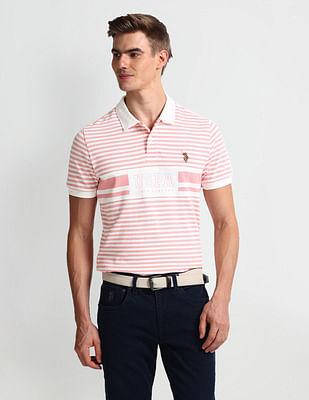 muscle fit horizontal stripe polo shirt