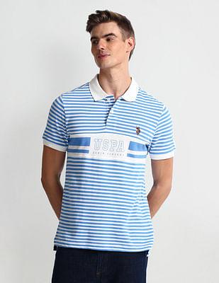 muscle fit horizontal stripe polo shirt