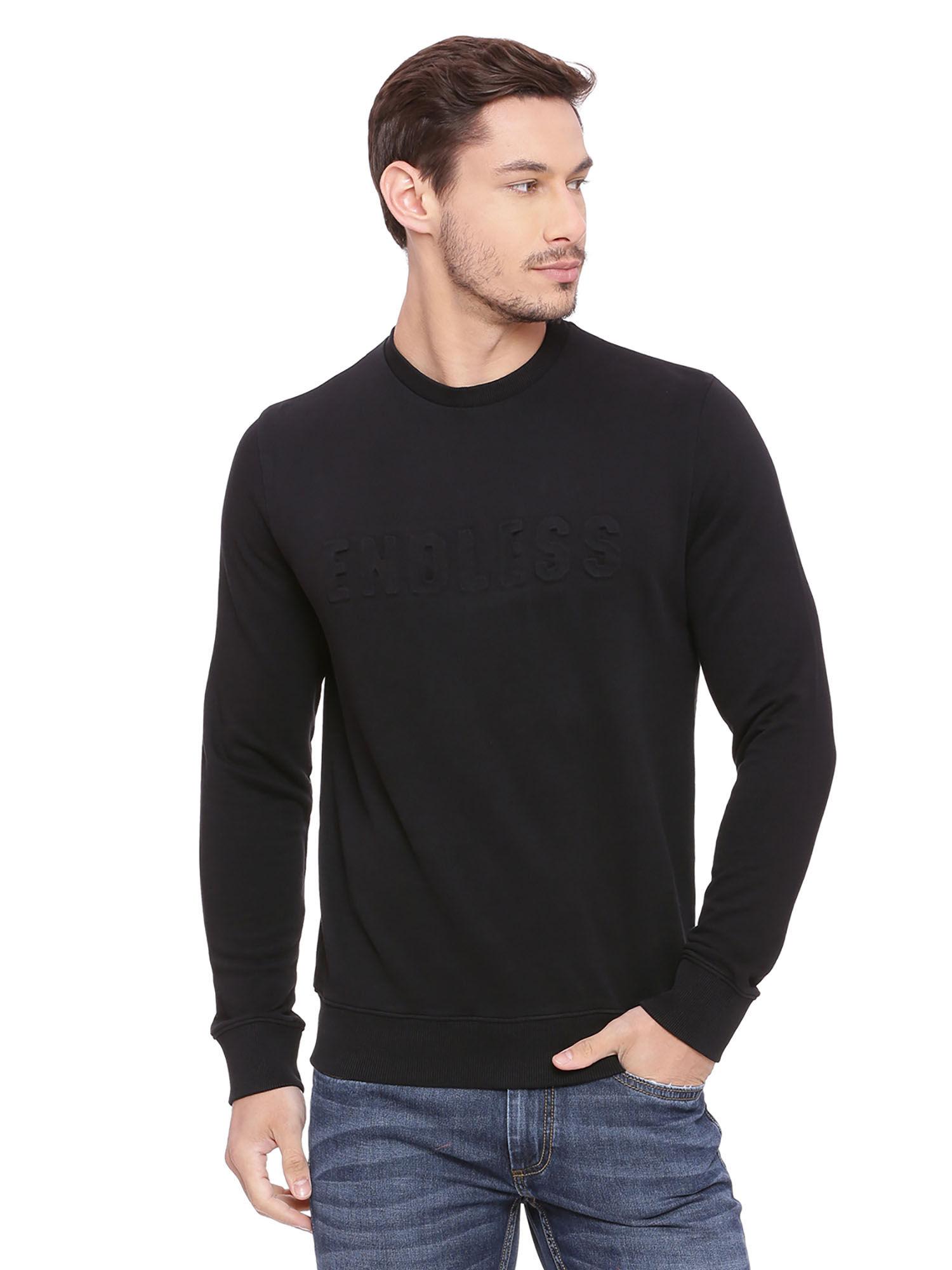 muscle fit jet black pullover sweater