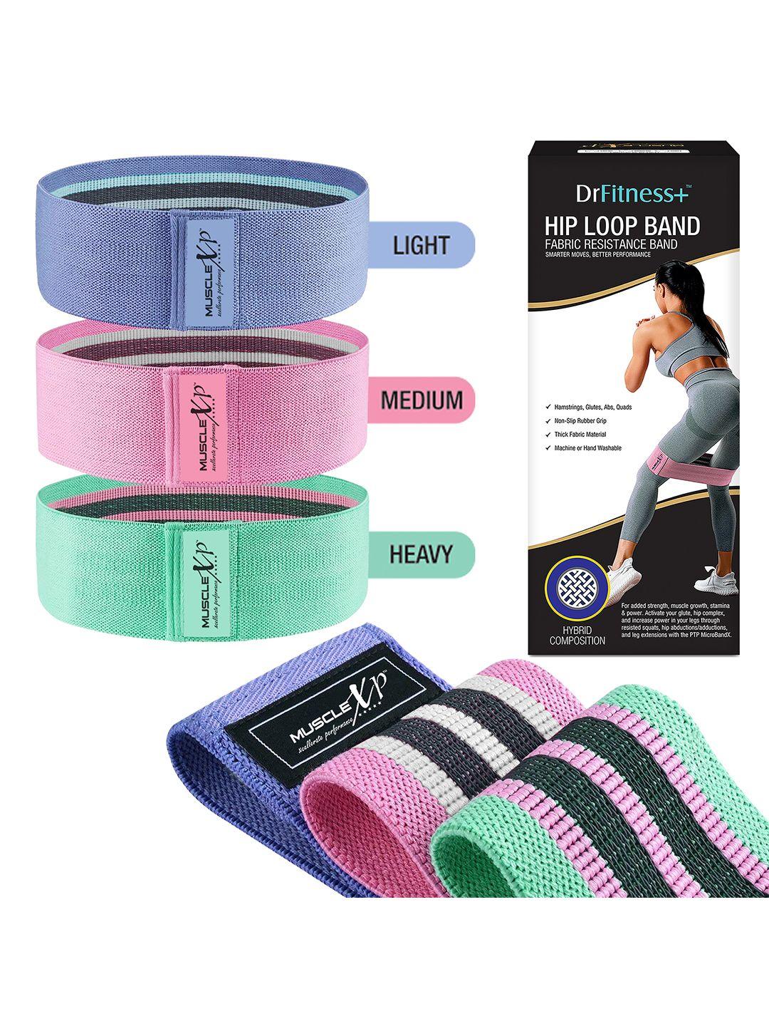 musclexp set of 3 hip loop fabric resistance band