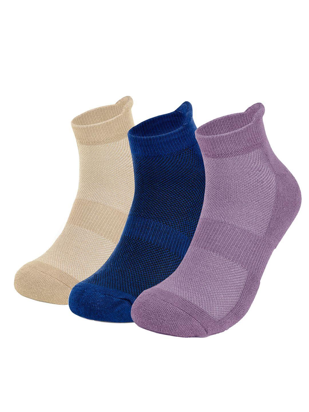 mush pack of 3 colourblocked bamboo ankle length socks