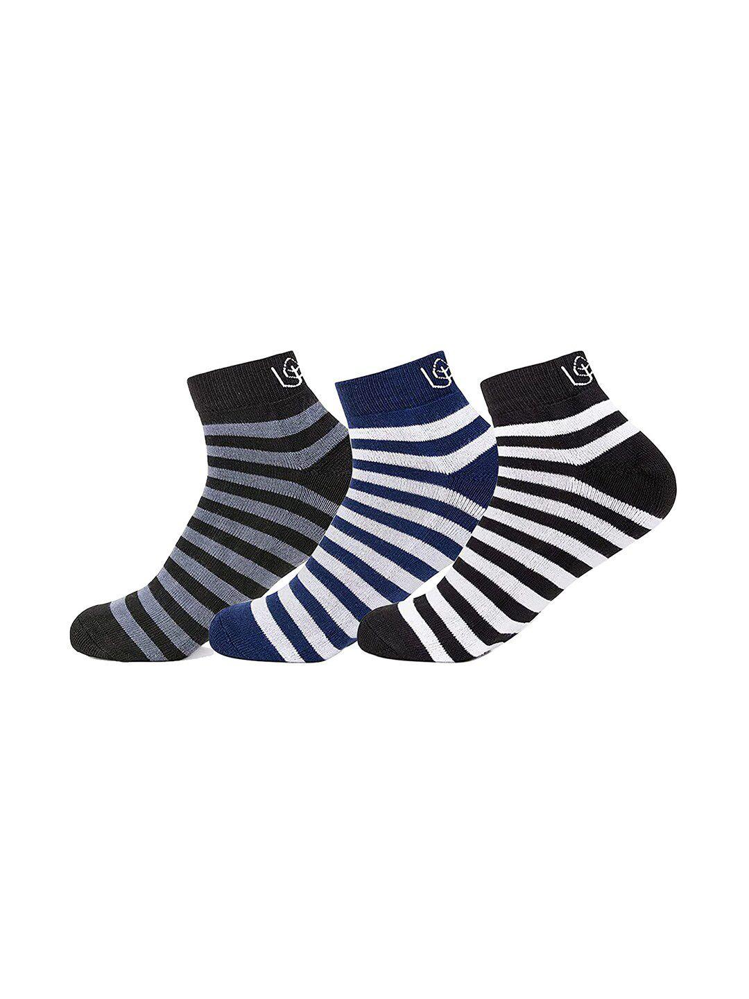 mush unisex pack of 3 striped ankle length socks