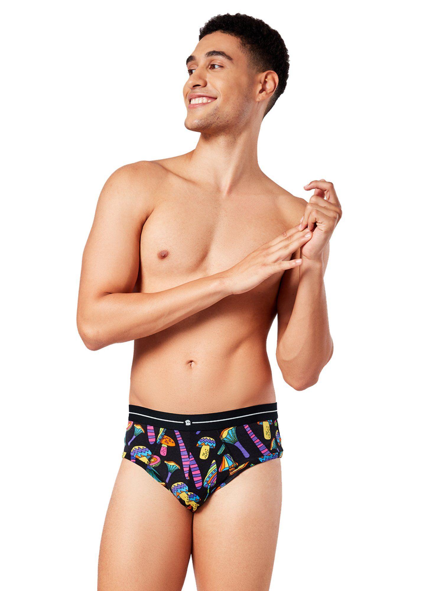 mushrooms briefs underwear for mens black