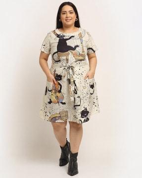 musical note print a-line dress